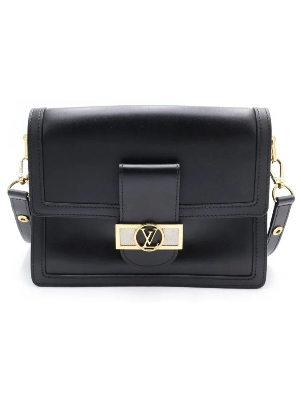 Louis Vuitton LV Rock Dauphine MM Leather Chain Shoulder Bag Gold Black